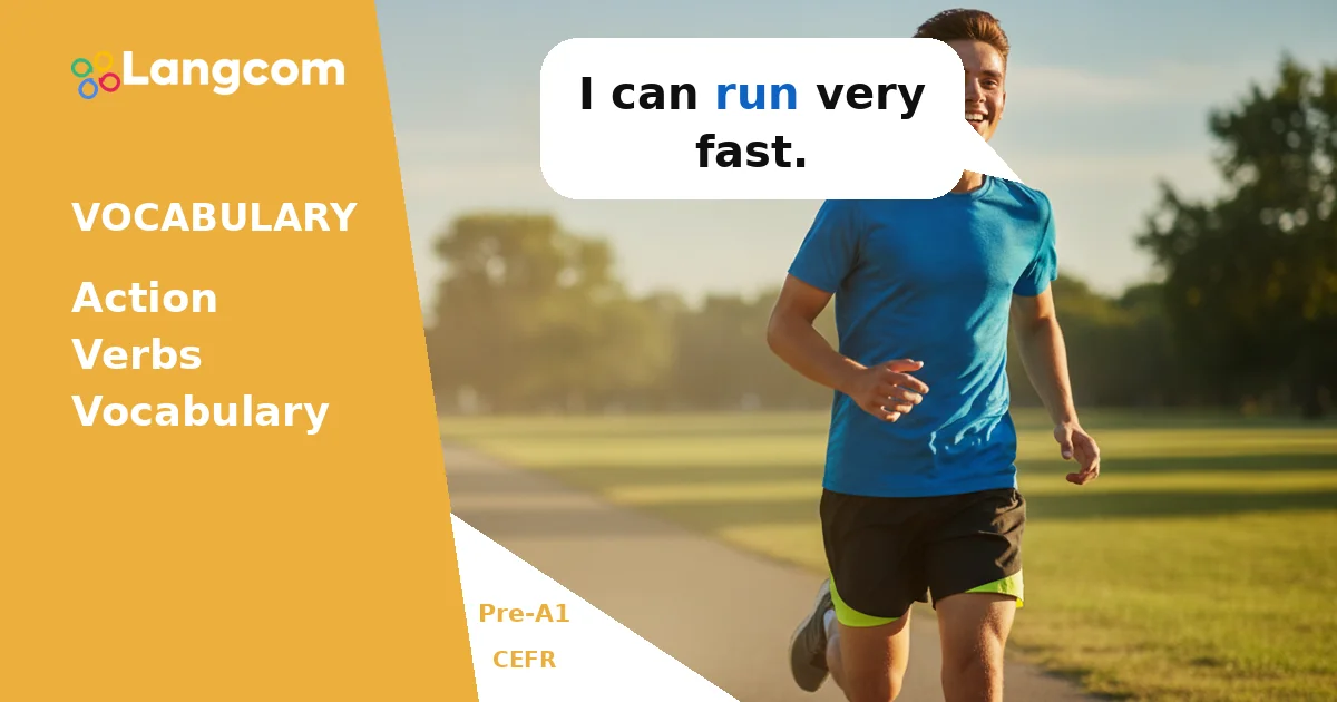 Learn Basic Action Verbs in English (Pre-A1) — Pre-A1 English vocabulary lesson by Langcom