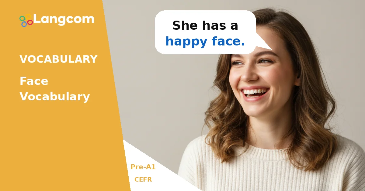 Learn Basic English Face Vocabulary (Pre-A1) — Pre-A1 English vocabulary lesson by Langcom