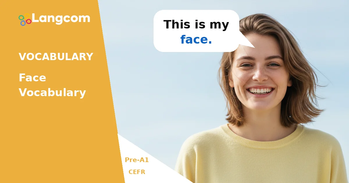 Learn Basic English Face Vocabulary (Pre-A1) — Pre-A1 English vocabulary lesson by Langcom