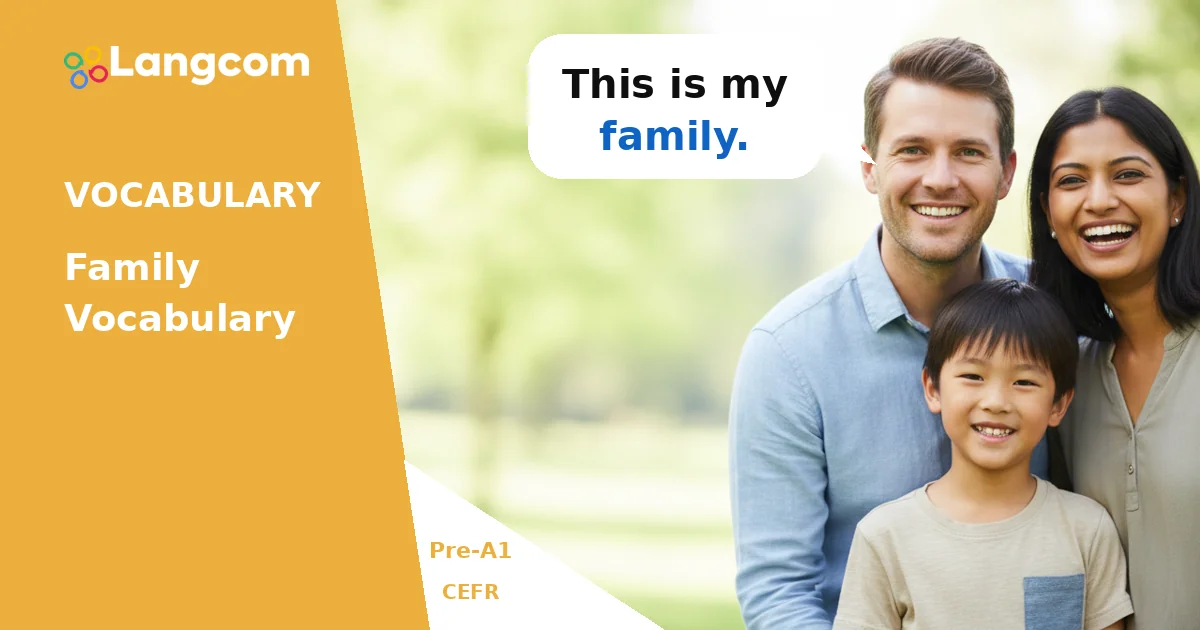 Learn Basic Family English Words (Pre-A1 Vocabulary) — Pre-A1 English vocabulary lesson by Langcom